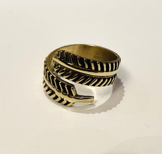 Handmade Brass Ring - Leaves