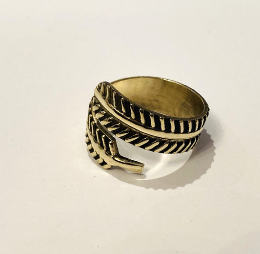 Handmade Brass Ring - Leaves