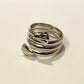 Handmade Brass Ring Plated with Chrome - Spiral with Lotus