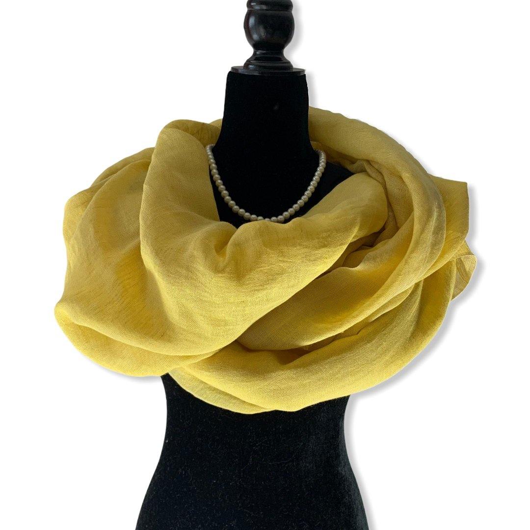 Fair Trade Handwoven Linen Scarf - Canary Yellow. Ethically Handmade by Artisans in Egypt