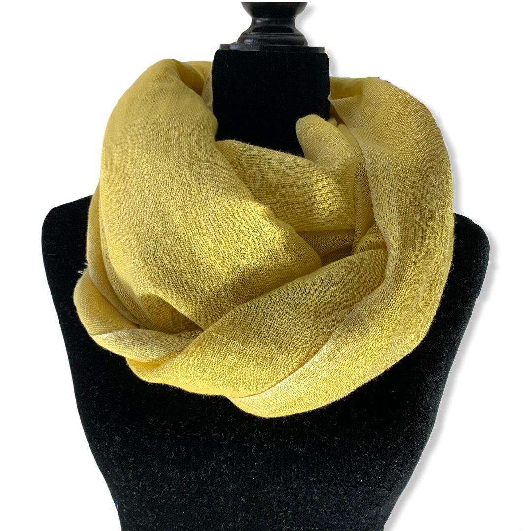 Fair Trade Handwoven Linen Scarf - Canary Yellow. Ethically Handmade by Artisans in Egypt