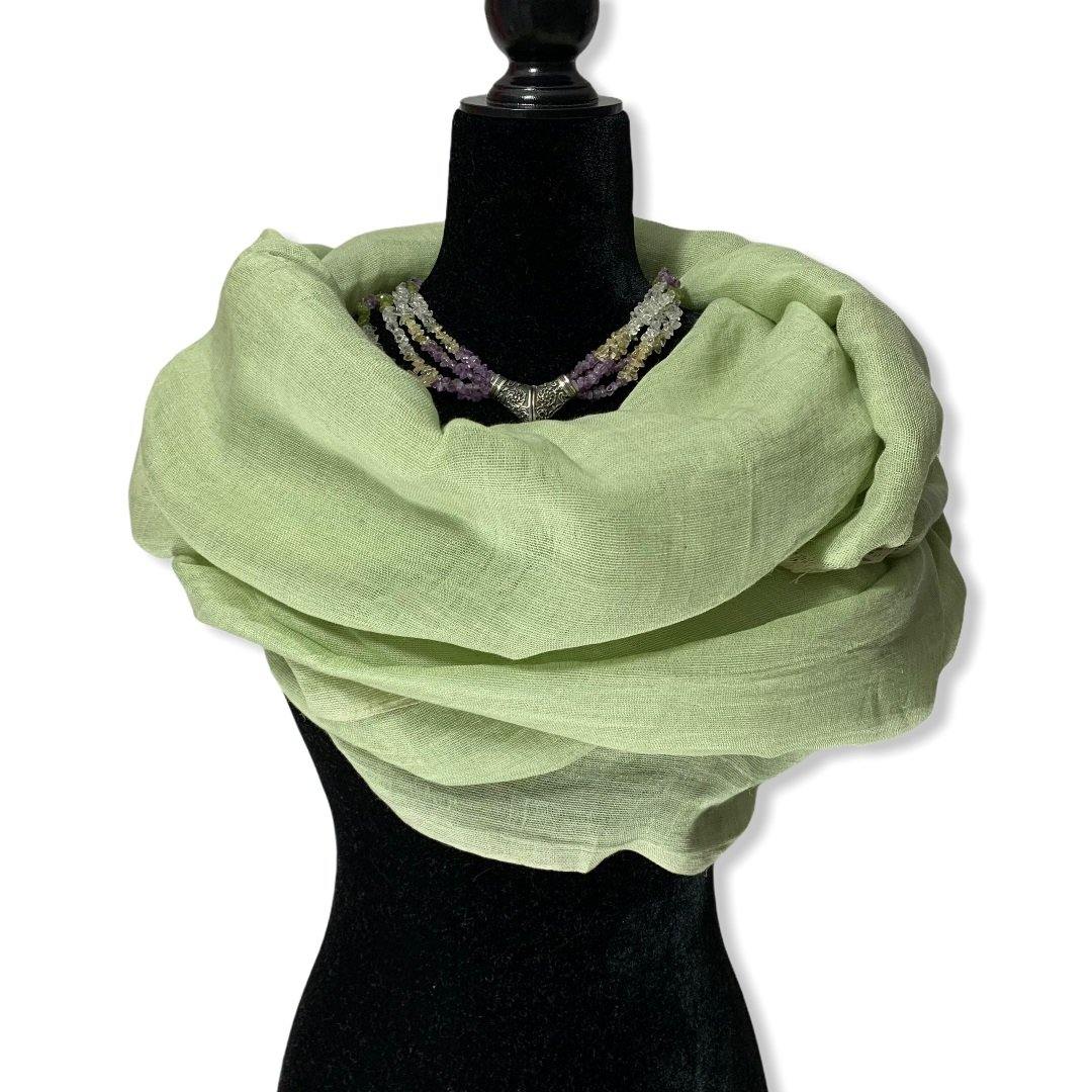 Fair Trade Handwoven Linen Scarf - Pistachio Green. Ethically Handmade by Artisans in Egypt