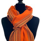 Striped-frame Handwoven Scarf - Dahlia Orange