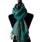 Striped-frame Handwoven Scarf - Pine Green