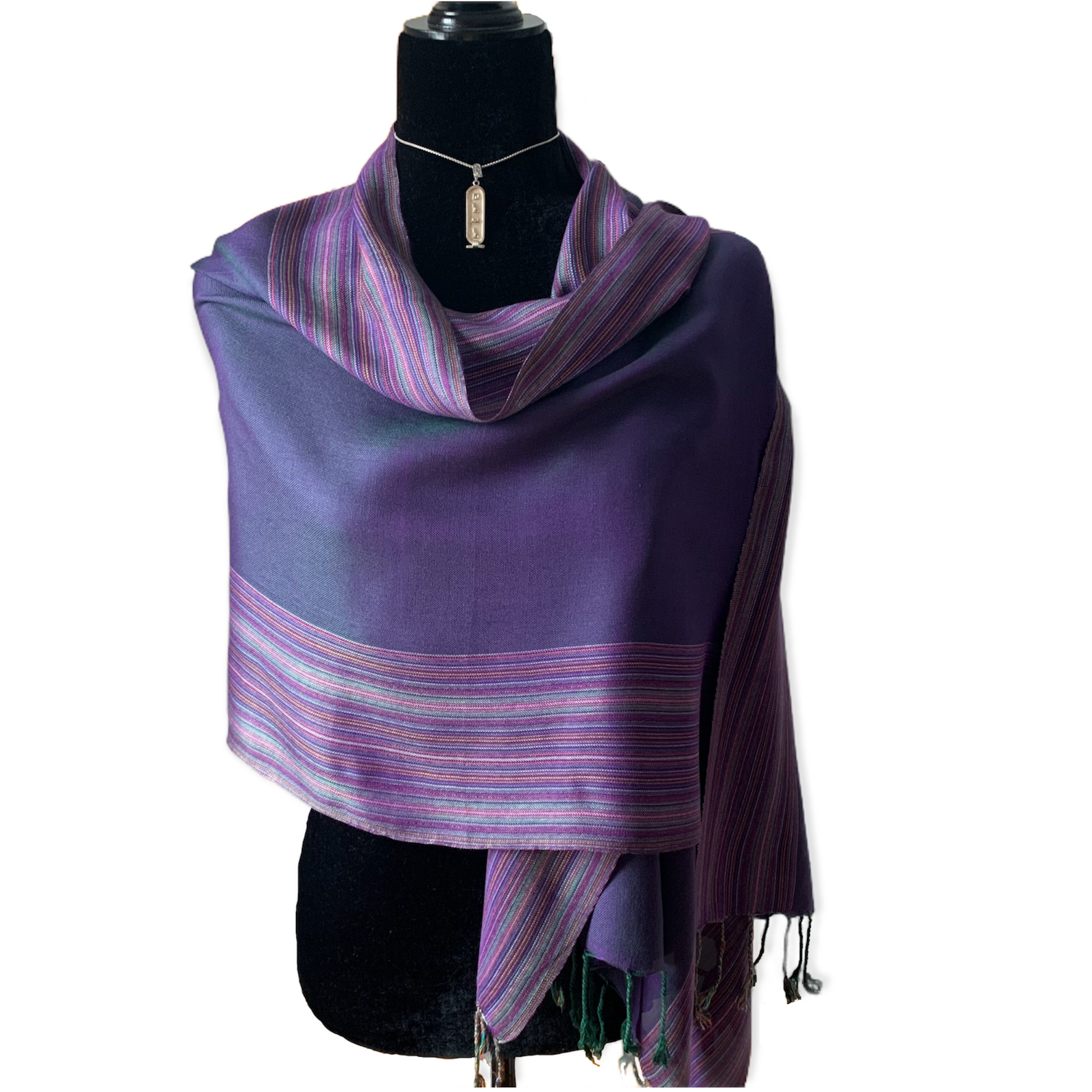 Striped-frame Handwoven Scarf - Very Peri