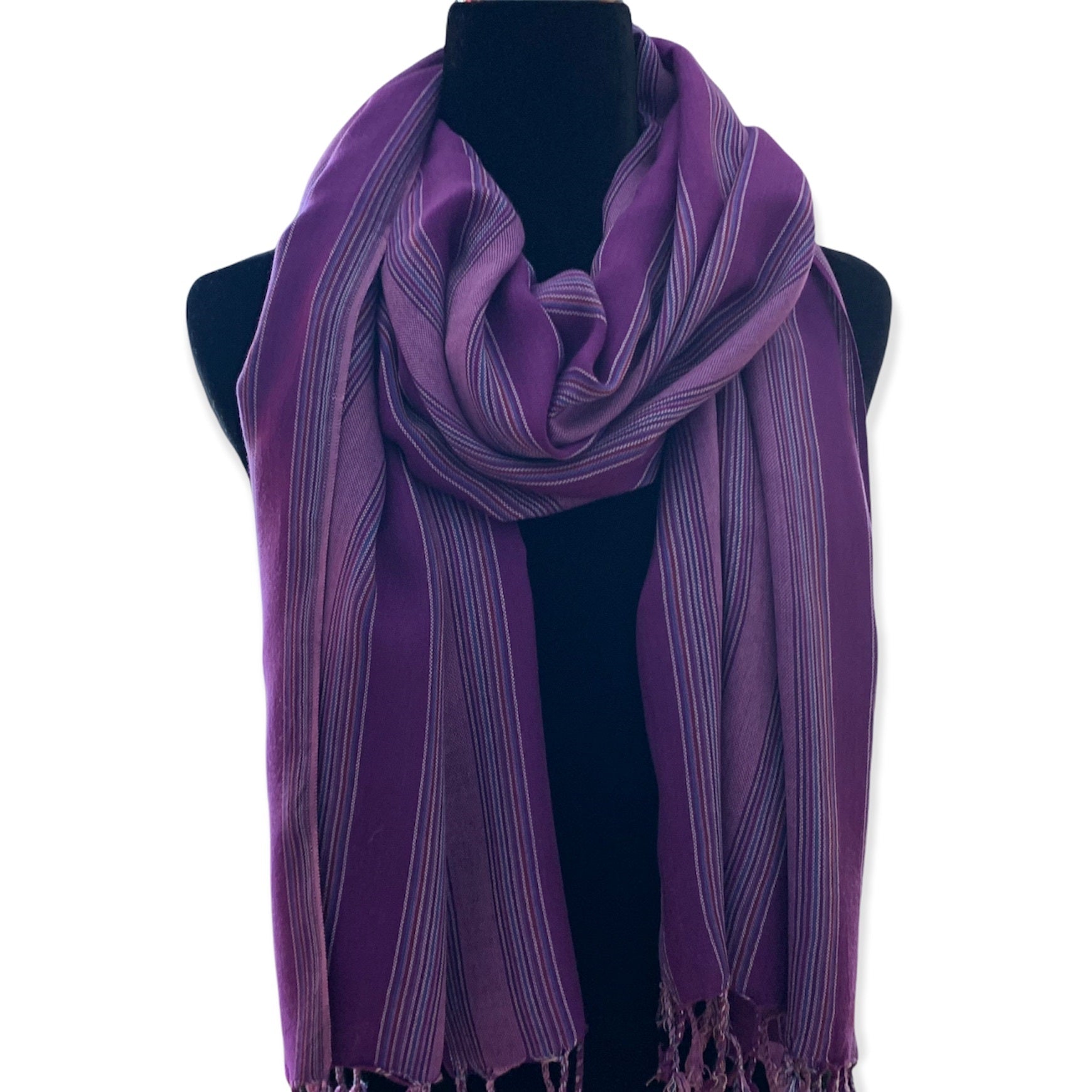 Striped Handwoven Scarf - Violet & Lilac