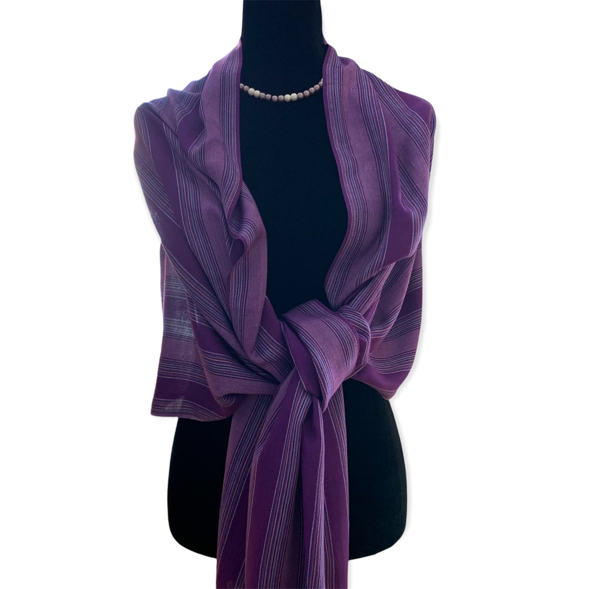 Striped Handwoven Scarf - Violet & Lilac