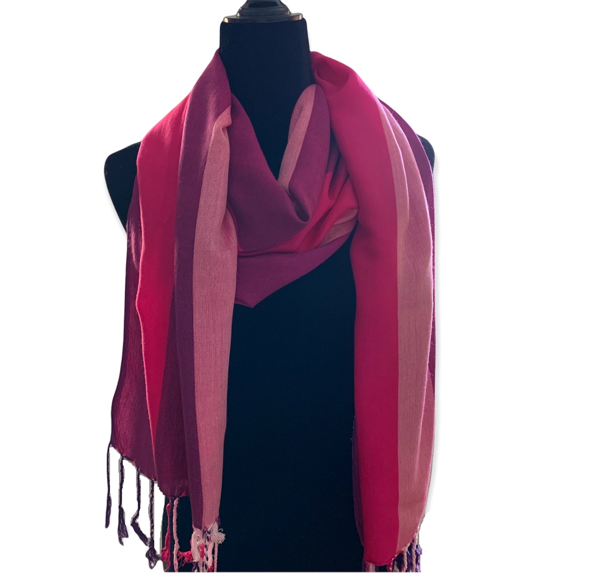 Wide Striped Handwoven Scarf - Pink Charlotte & Plum