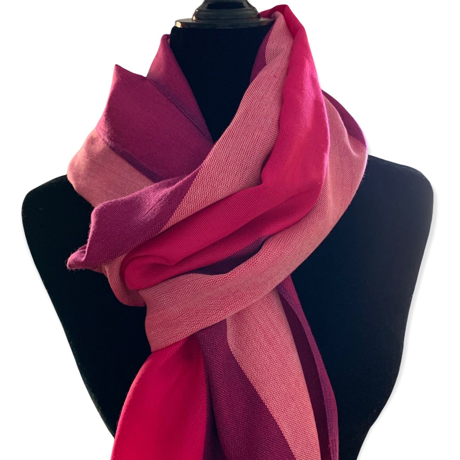 Wide Striped Handwoven Scarf - Pink Charlotte & Plum