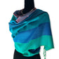 Wide Striped Handwoven Scarf - Shades of Turquoise