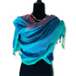 Wide Striped Handwoven Scarf - Shades of Turquoise