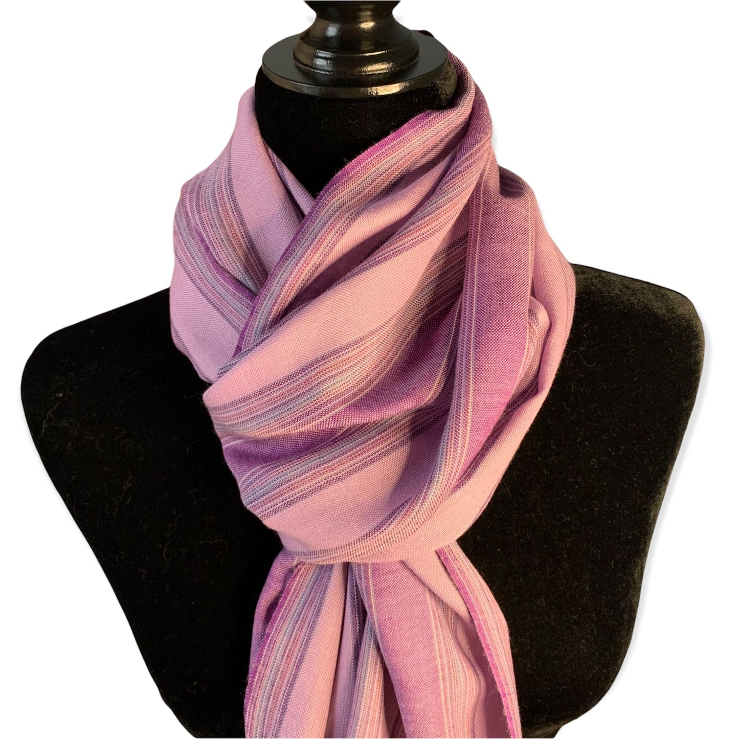 Small Striped Handwoven Scarf - Lilac & Violet