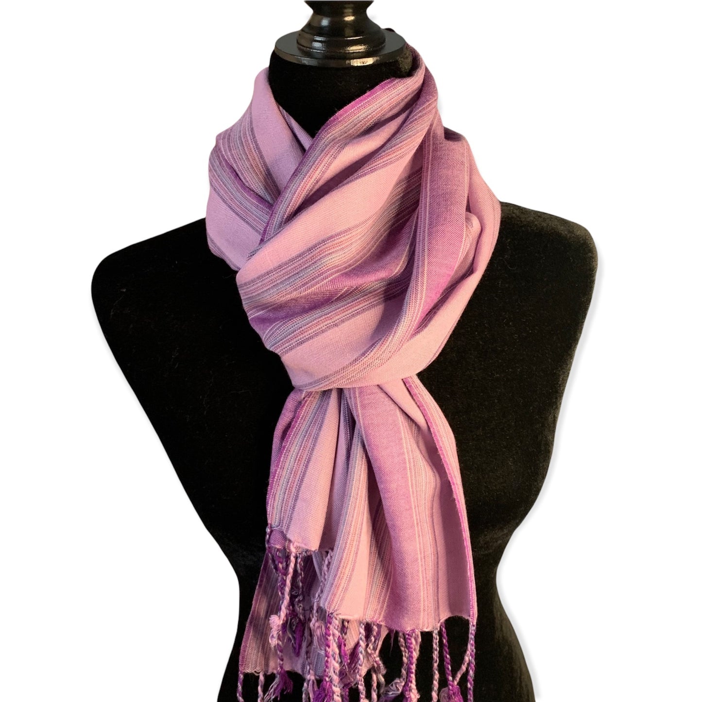 Small Striped Handwoven Scarf - Lilac & Violet