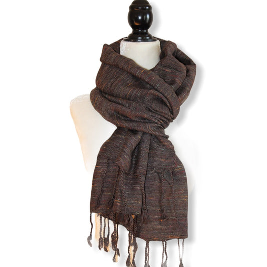 Variegated Handwoven Scarf - Brown