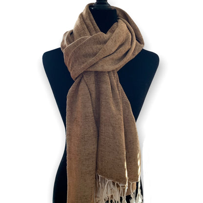 Handwoven Velvet Shawl - Camel: Velvet & Viscose