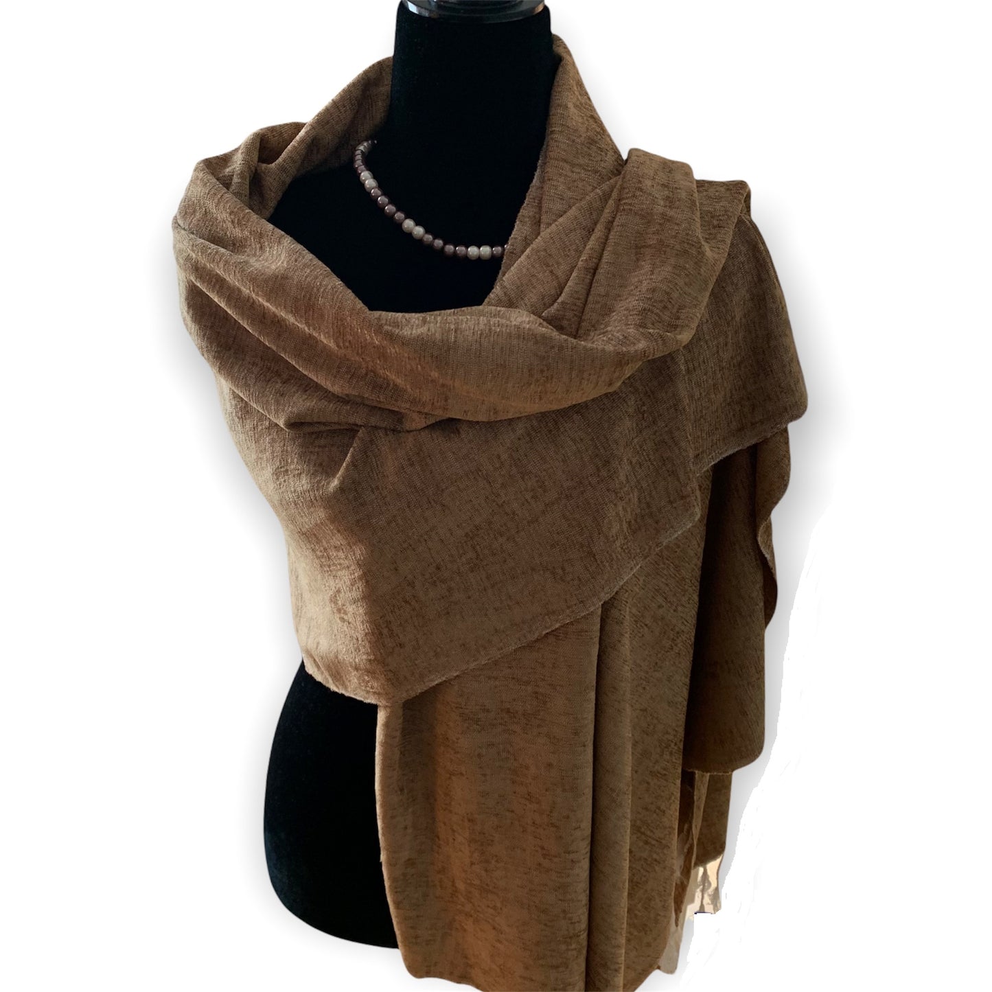 Handwoven Velvet Shawl - Camel: Velvet & Viscose