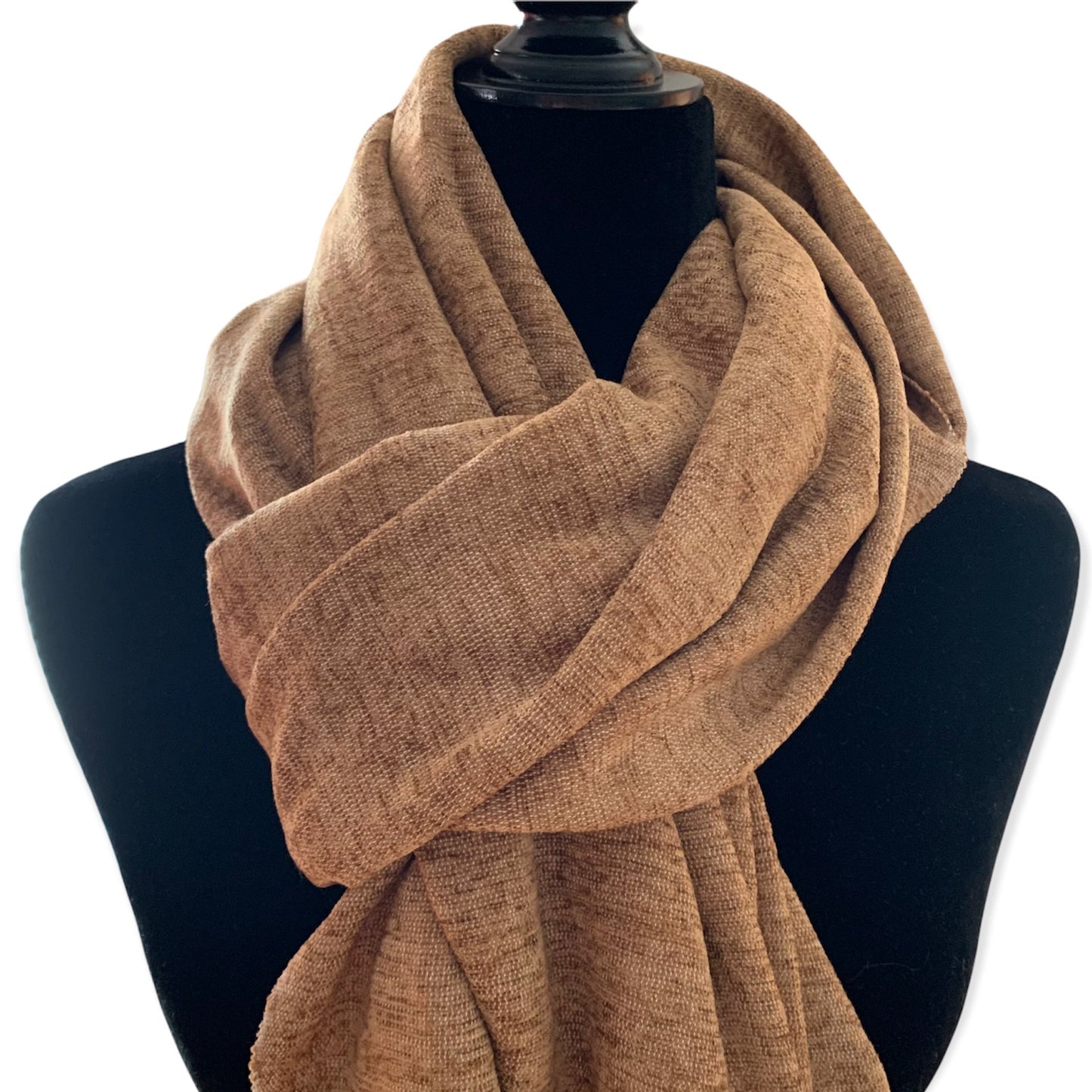 Handwoven Velvet Shawl - Camel: Velvet & Viscose