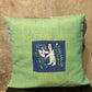 Handwoven Egyptian Cotton Cushion Cover - Embroidered Fellaha Harvesting Wheat - Dandarah