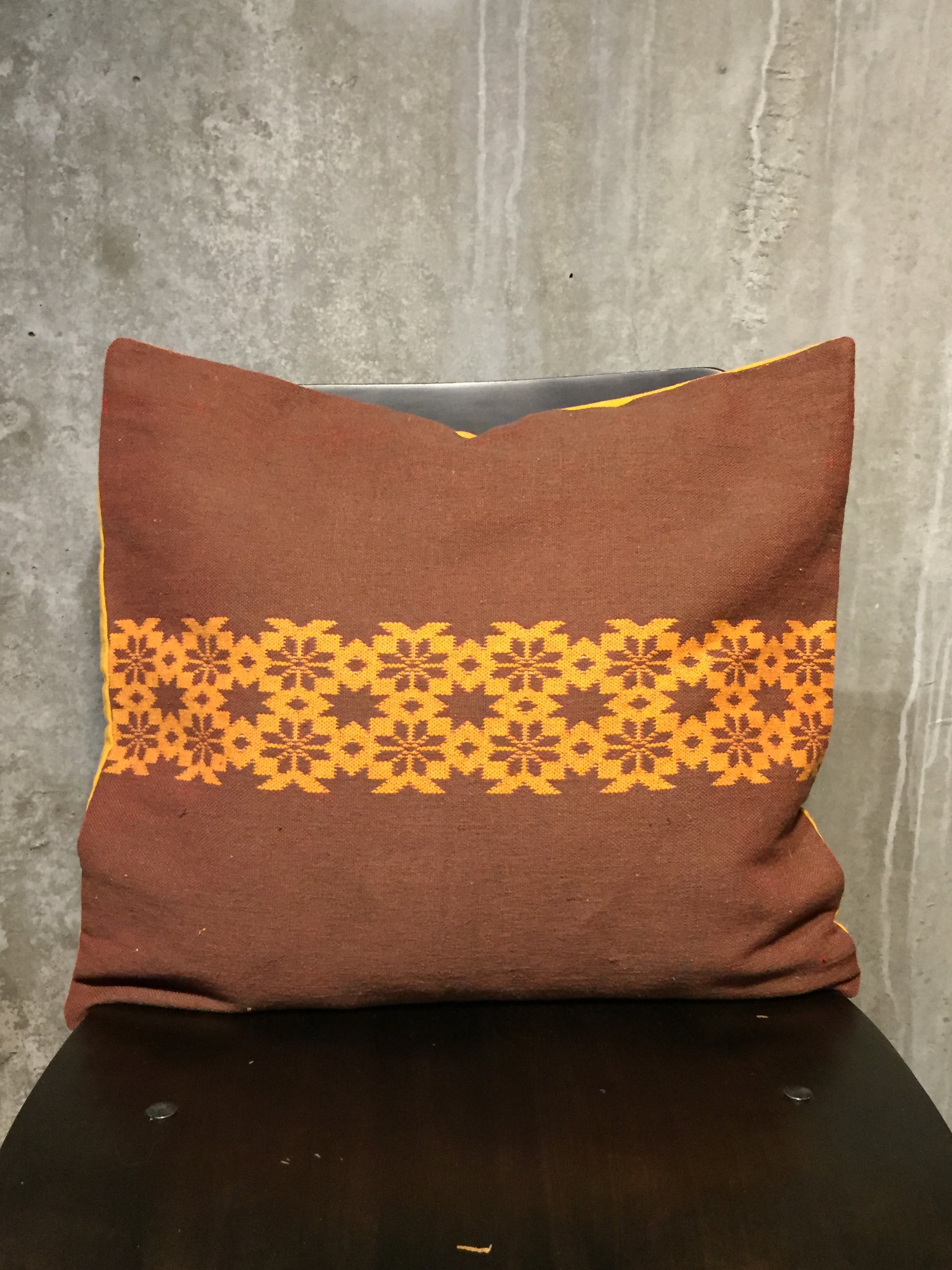Handwoven Egyptian Cotton Cushion Cover - Flowers & Stars Motif