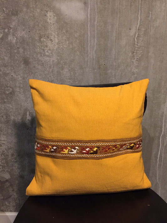 Handwoven Egyptian Cotton Cushion Cover - Hand Embroidered Art - Flock of Birds