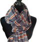 Horizontally Striped Handwoven Scarf - Gray & Copper