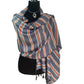 Horizontally Striped Handwoven Scarf - Gray & Copper