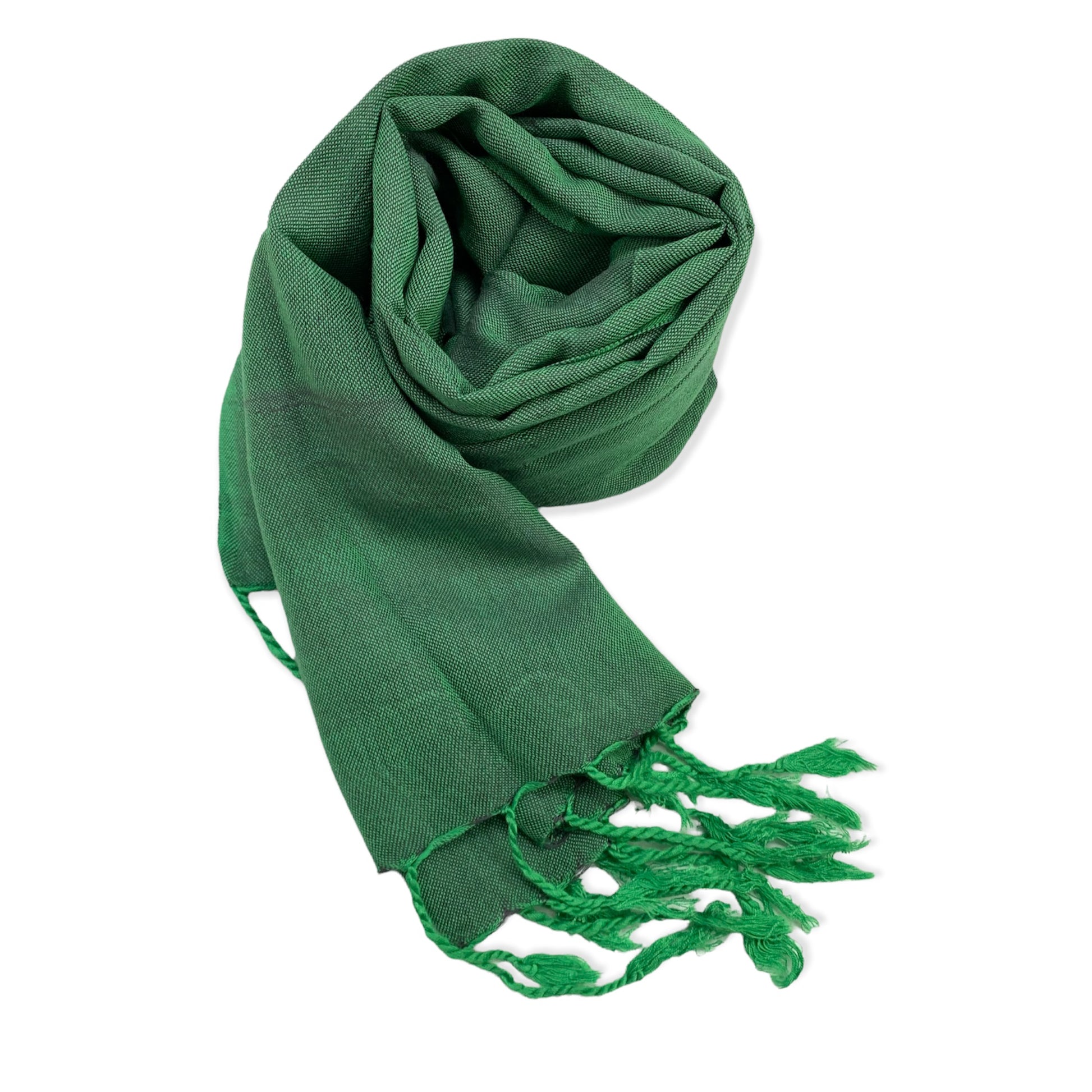 Small Solid Handwoven Scarf - Green & Gray