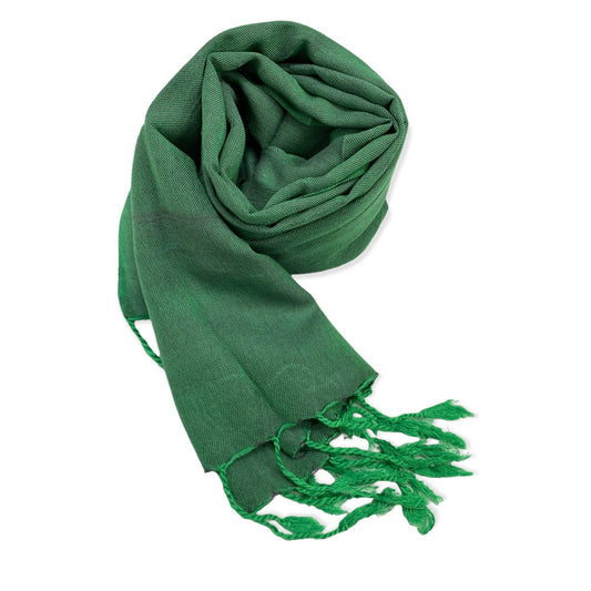 Small Solid Handwoven Scarf - Green & Gray