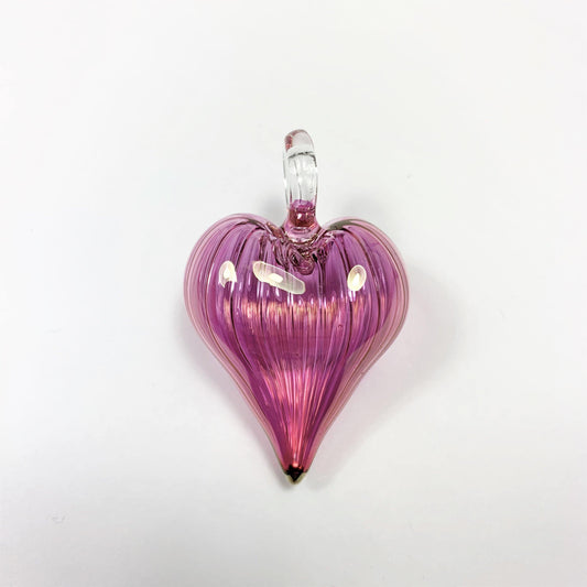Blown Glass Heart Pendant - Pink
