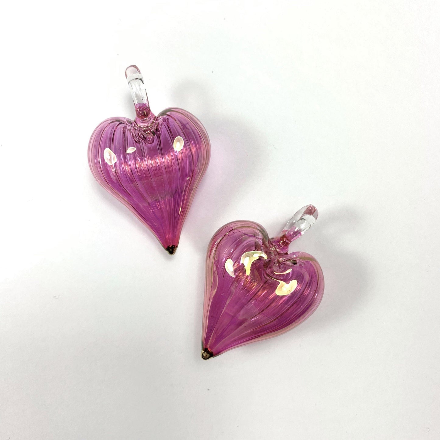 Blown Glass Heart Pendant - Pink