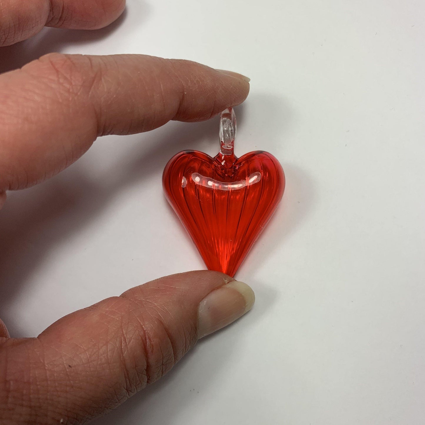 Blown Glass Heart Pendant - Red
