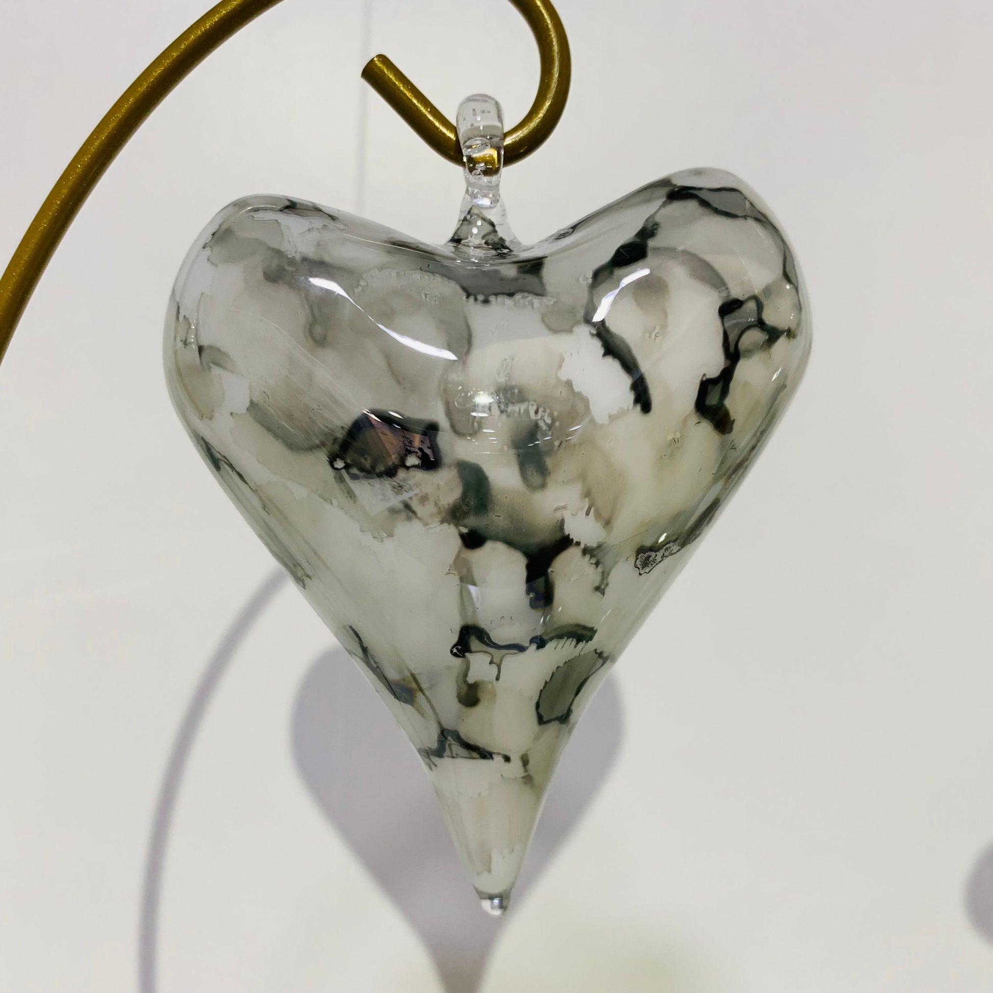 Blown Glass Ornament - Heart: Multi / Smoky