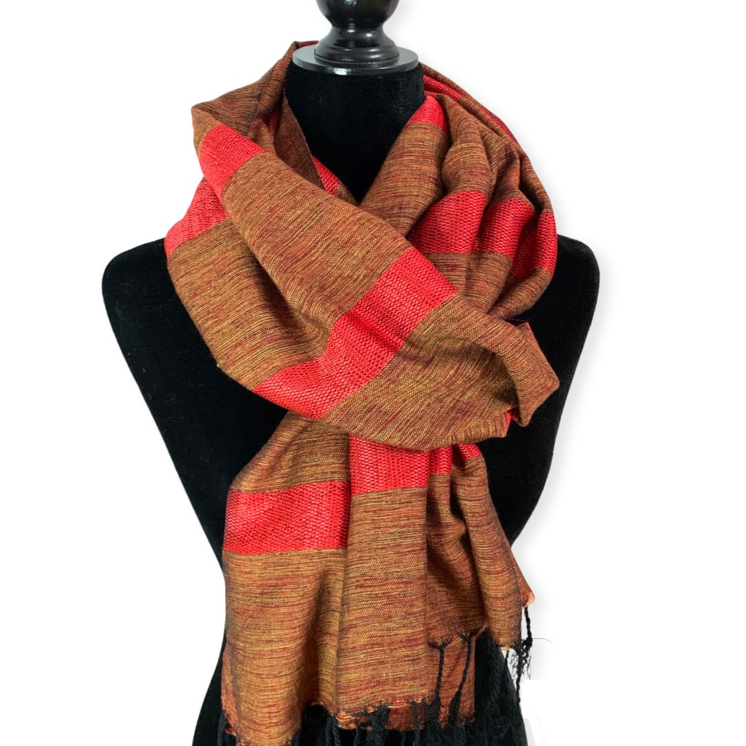 Helyat Handwoven Bamboo Viscose Scarf - Variegated Orange