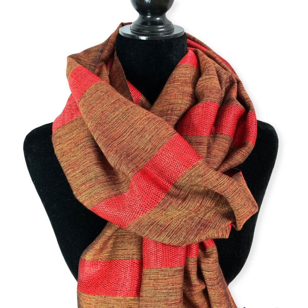 Helyat Handwoven Bamboo Viscose Scarf - Variegated Orange