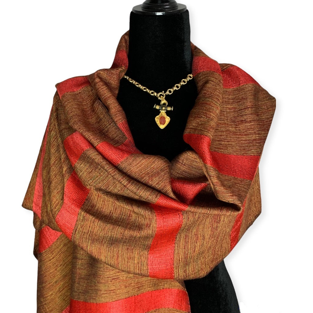 Helyat Handwoven Bamboo Viscose Scarf - Variegated Orange