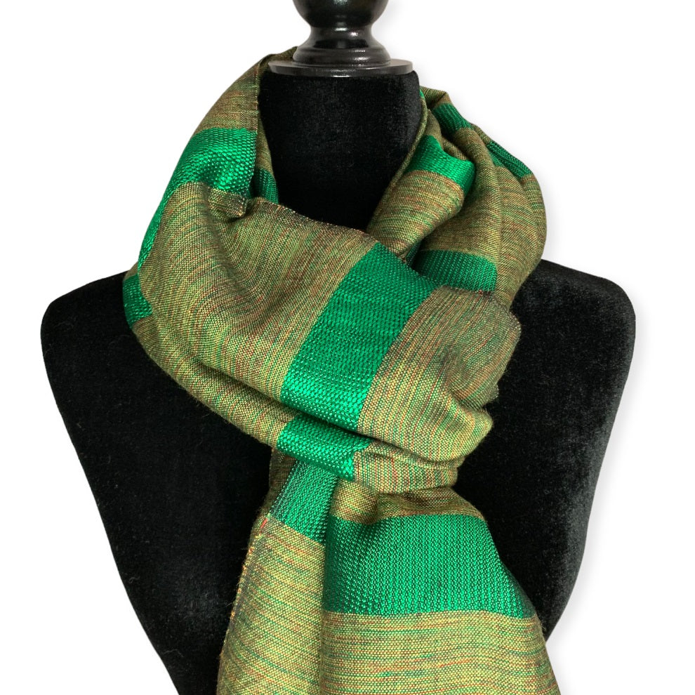 Helyat Handwoven Bamboo Viscose Scarf - Variegated Green