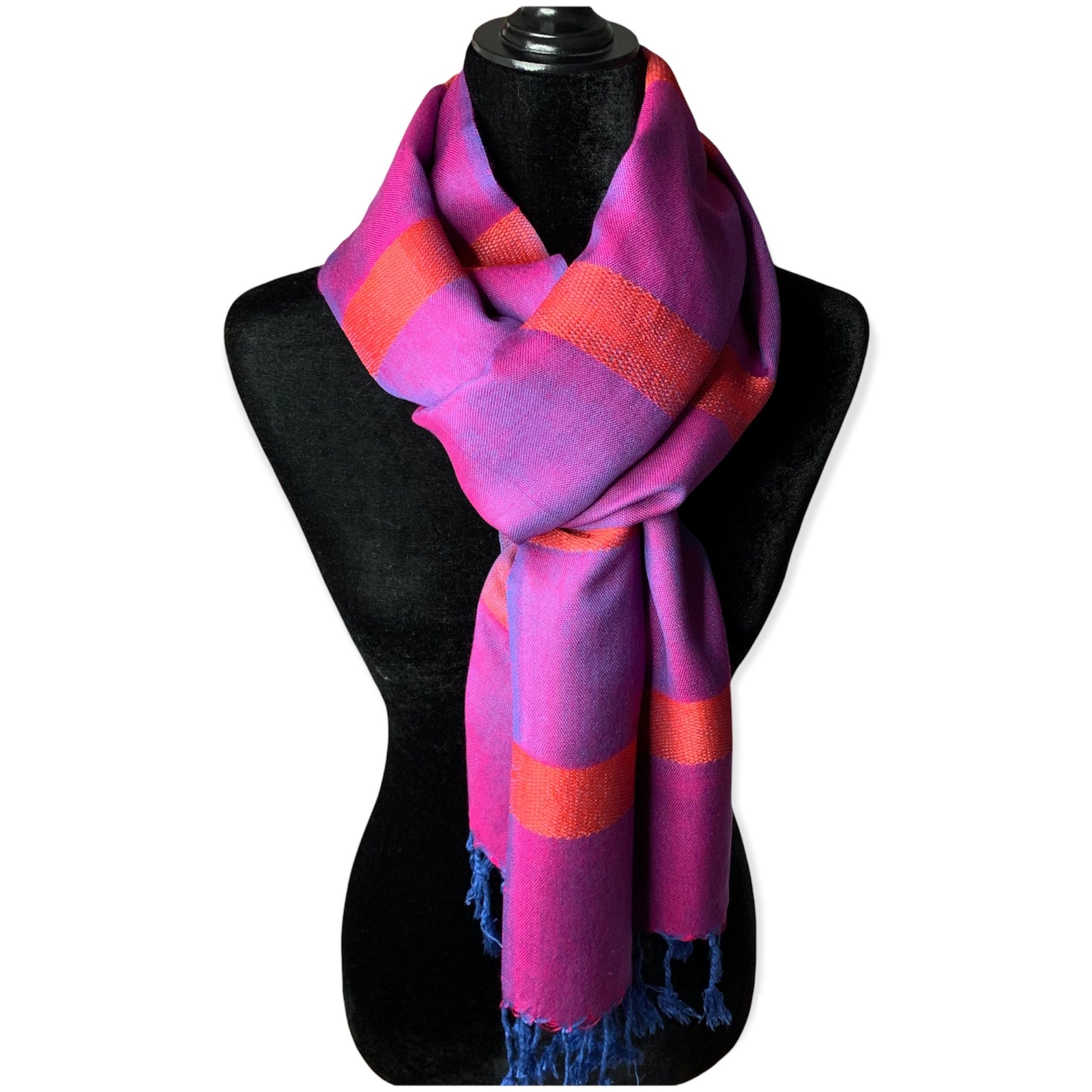 Helyat Handwoven Scarf - Fuchsia & Blue