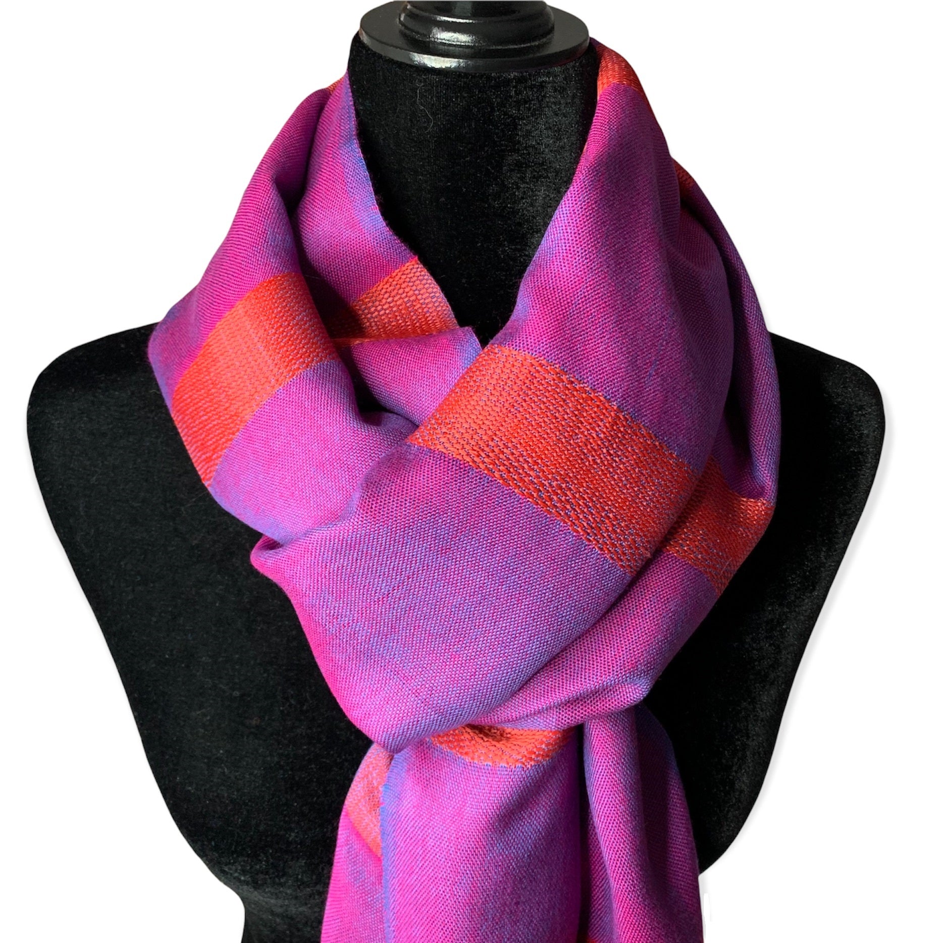 Helyat Handwoven Scarf - Fuchsia & Blue