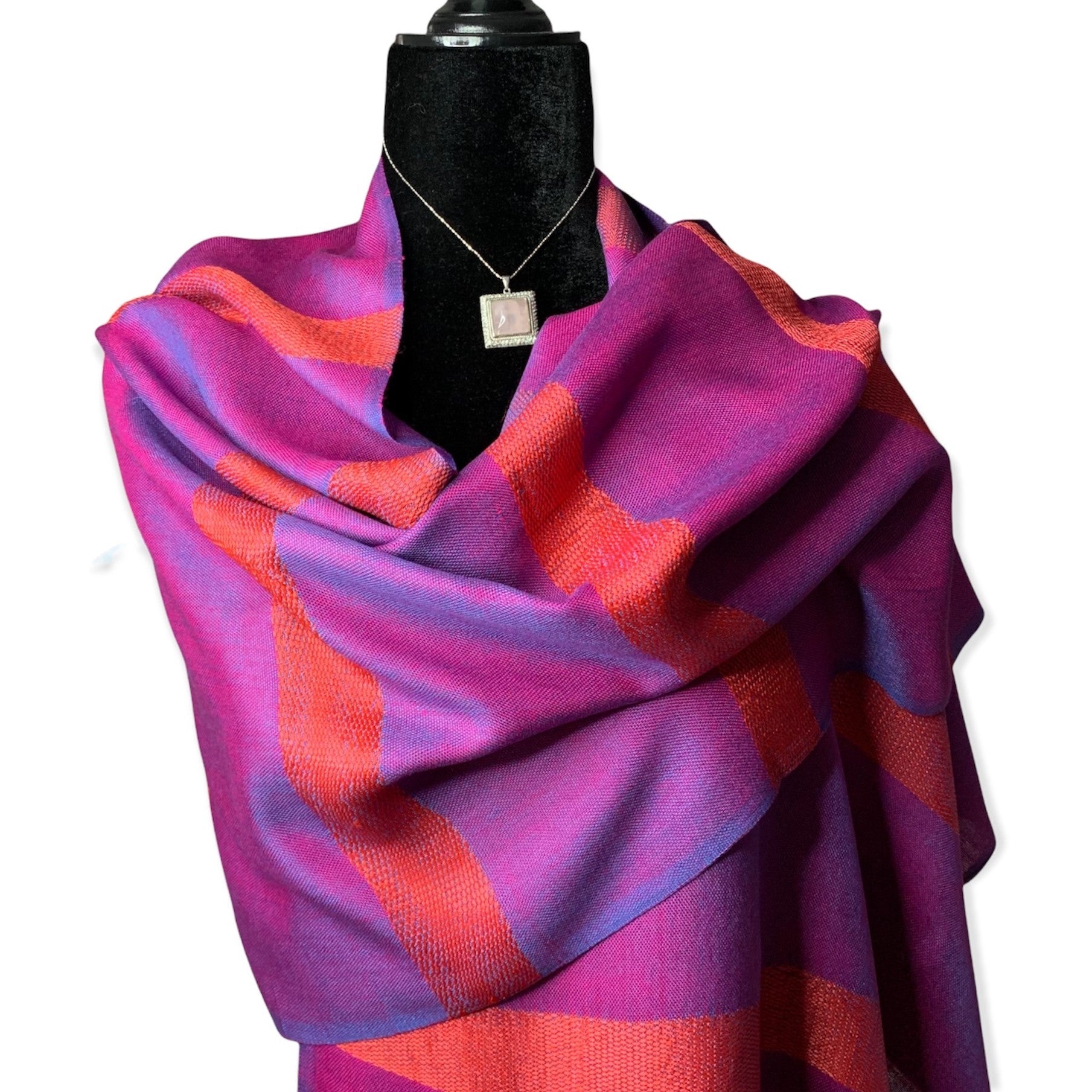 Helyat Handwoven Scarf - Fuchsia & Blue