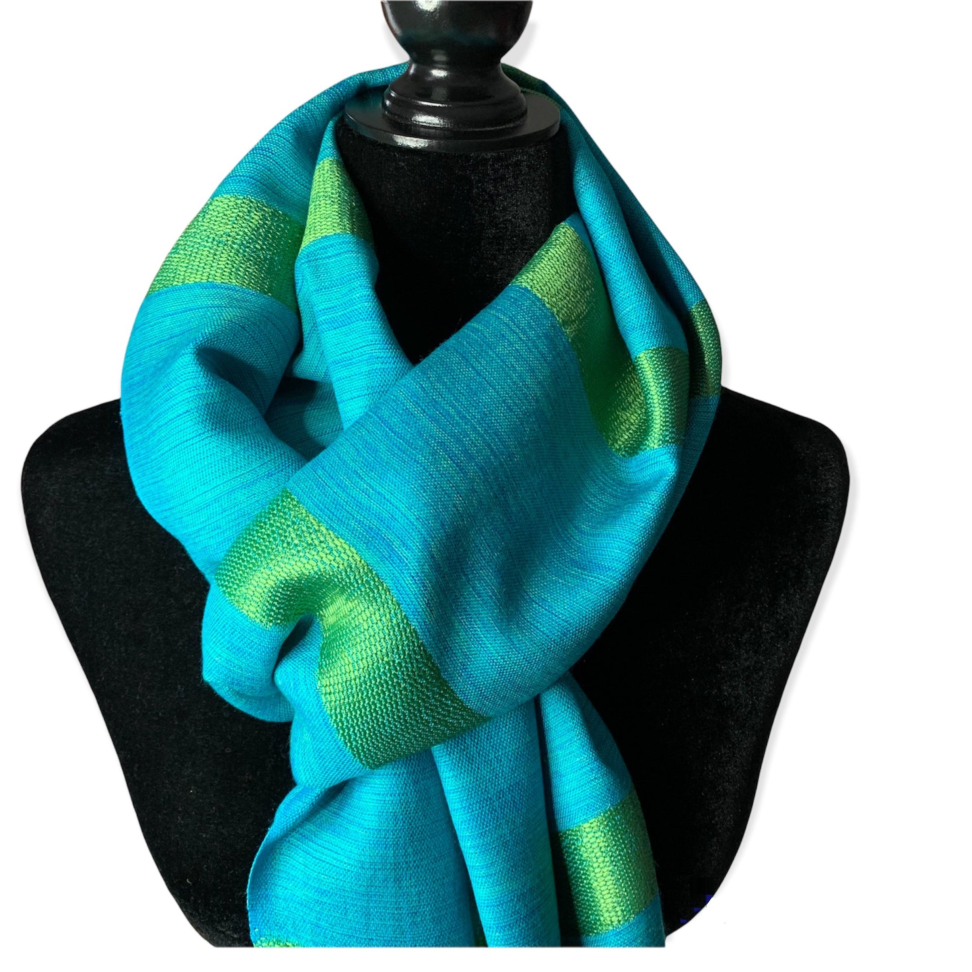 Helyat Handwoven Scarf - Turquoise & Green