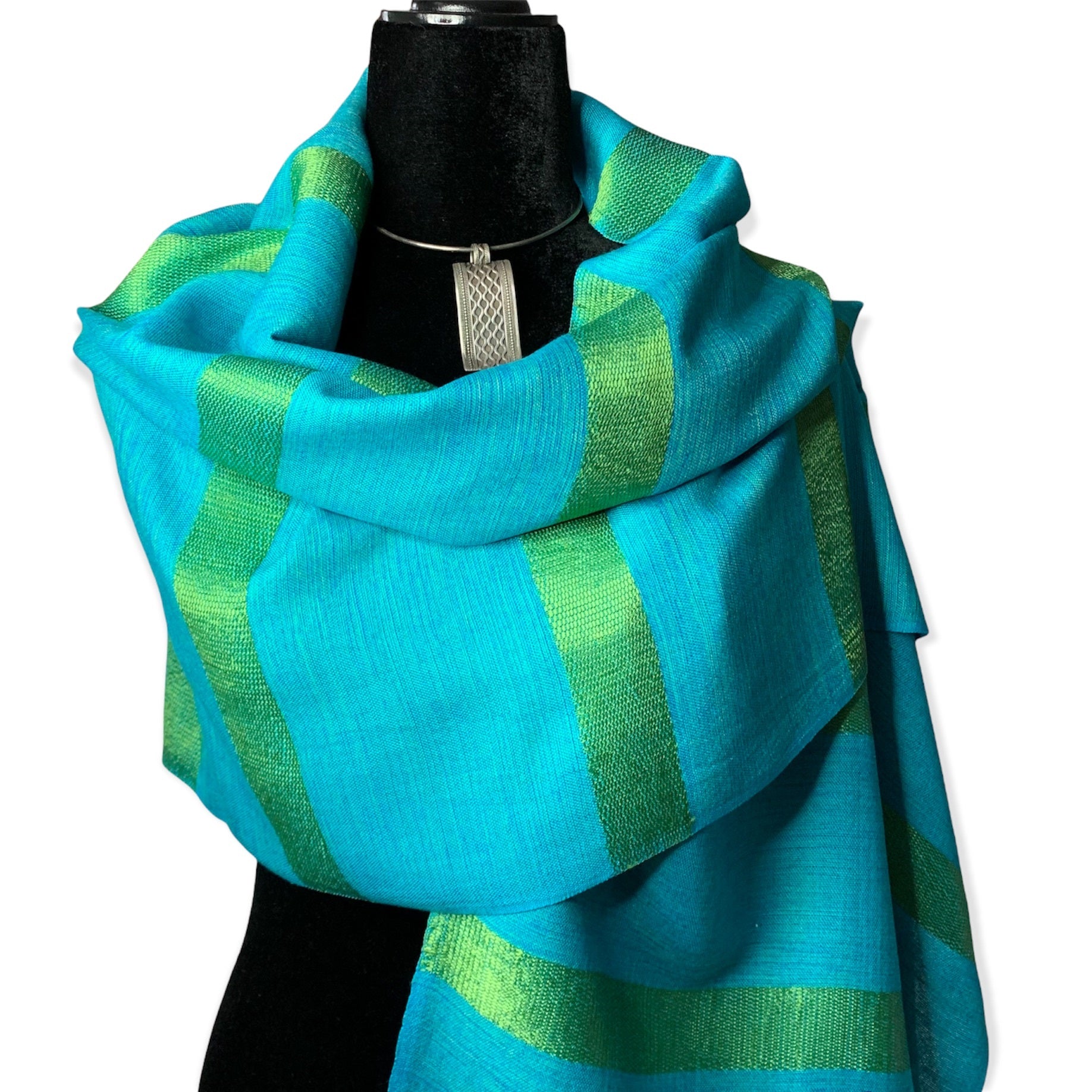 Helyat Handwoven Scarf - Turquoise & Green