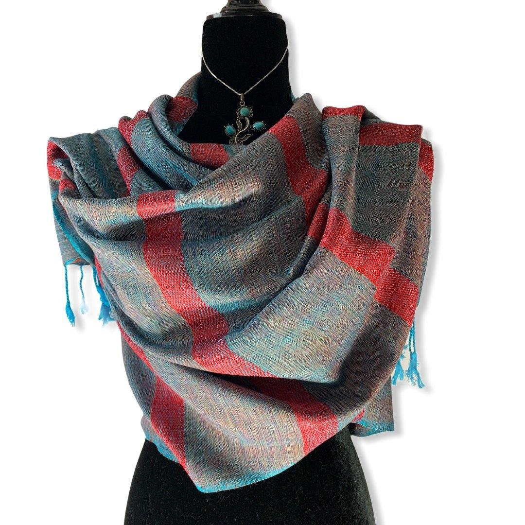 Helyat Handwoven Scarf - Turquoise & Pink