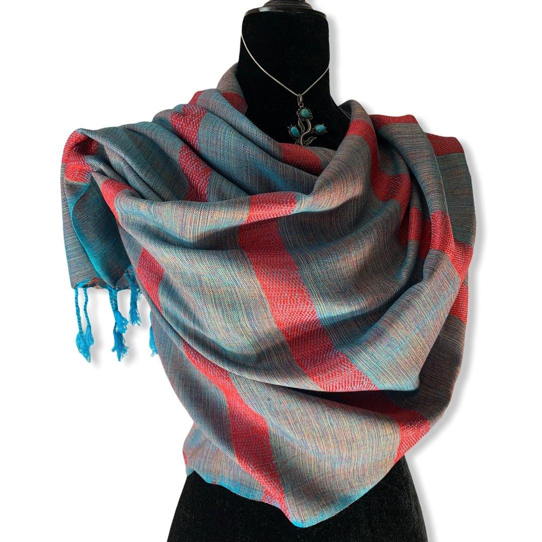 Helyat Handwoven Scarf - Turquoise & Pink