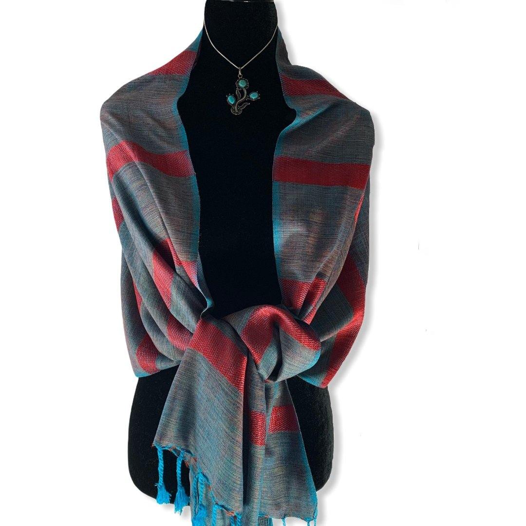 Helyat Handwoven Scarf - Turquoise & Pink