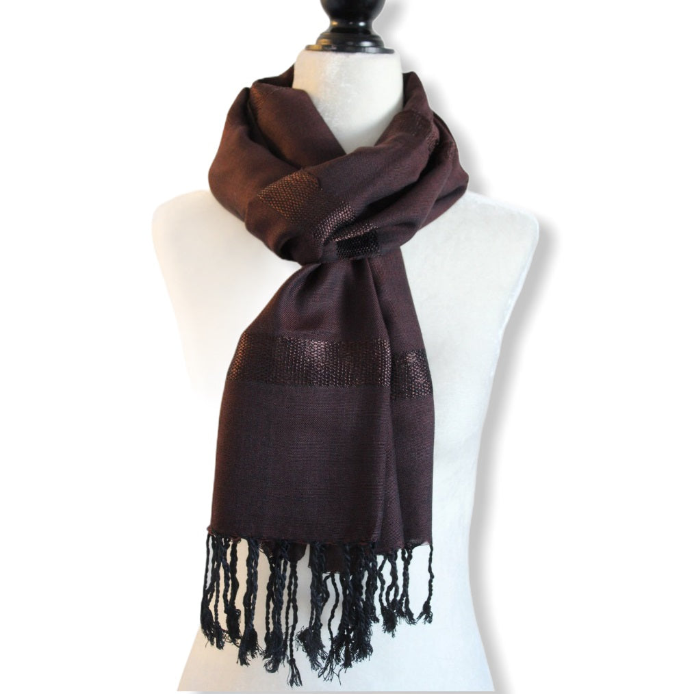 Dandarah Women's Occasion Scarves & Wraps - Artisan Made. Fair trade. Viscose brown scarf