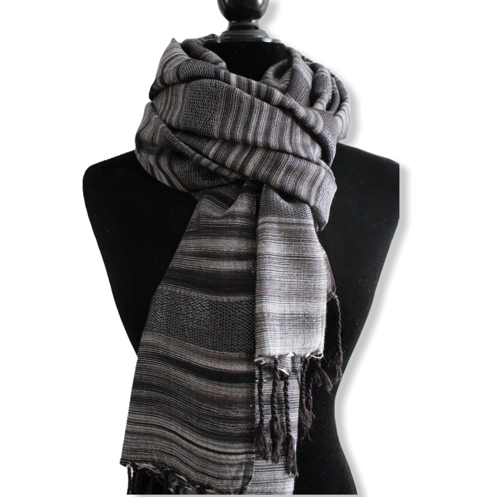 Helyat Handwoven Shawl - Variegated Shades of Gray