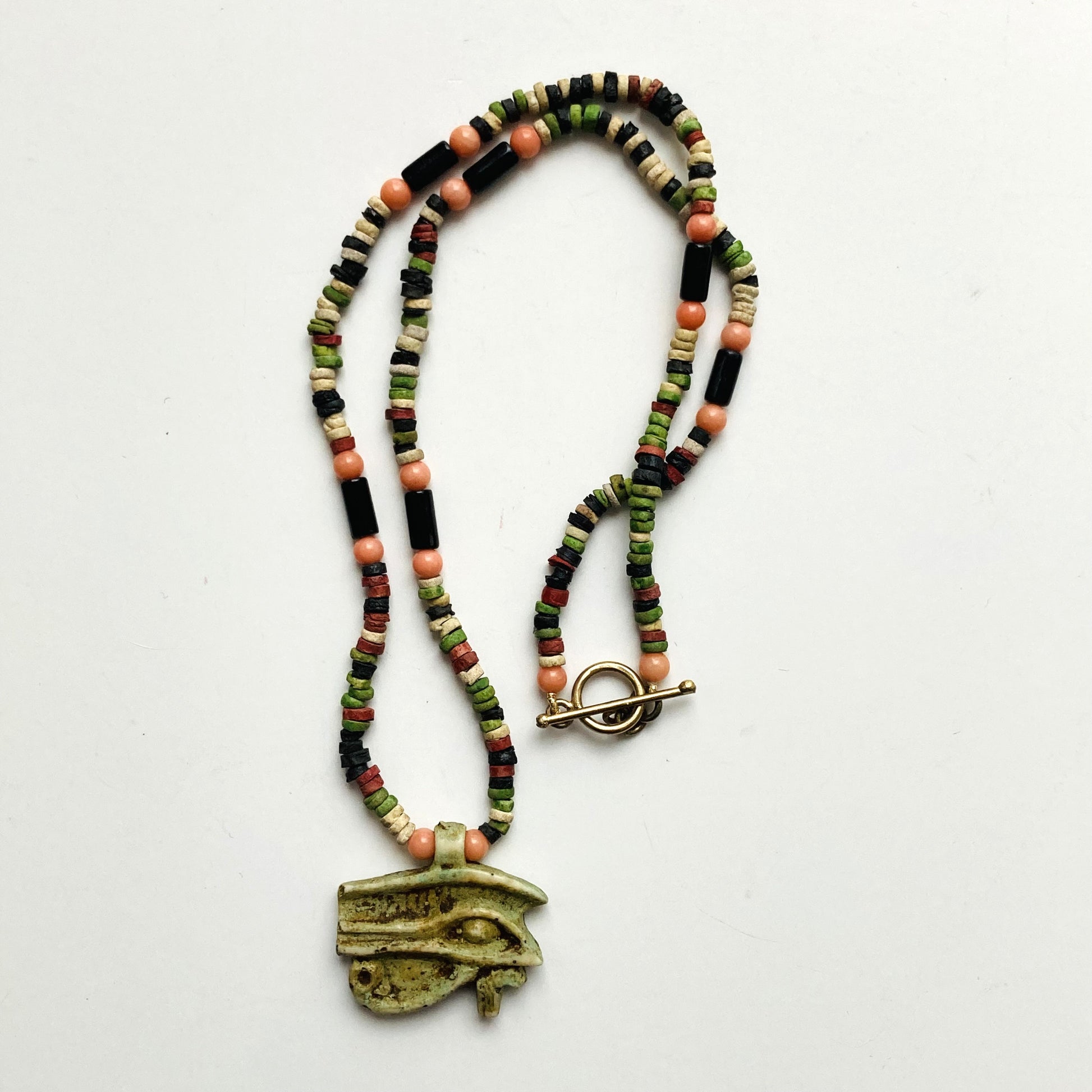 Ancient Egyptian Necklace with Horus Eye Amulet