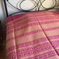 Handwoven Egyptian Cotton Bedcover: Pink & Beige Roosters & Leaves - Single