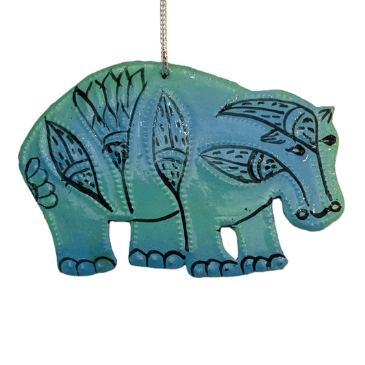 Metal Egyptian Blue Hippo ("William") Ornament