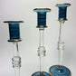Long Stem Blown Glass Candle Holder - Blue